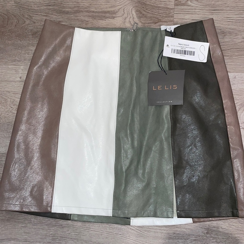 Colorblock Skirt, Faux Leather!